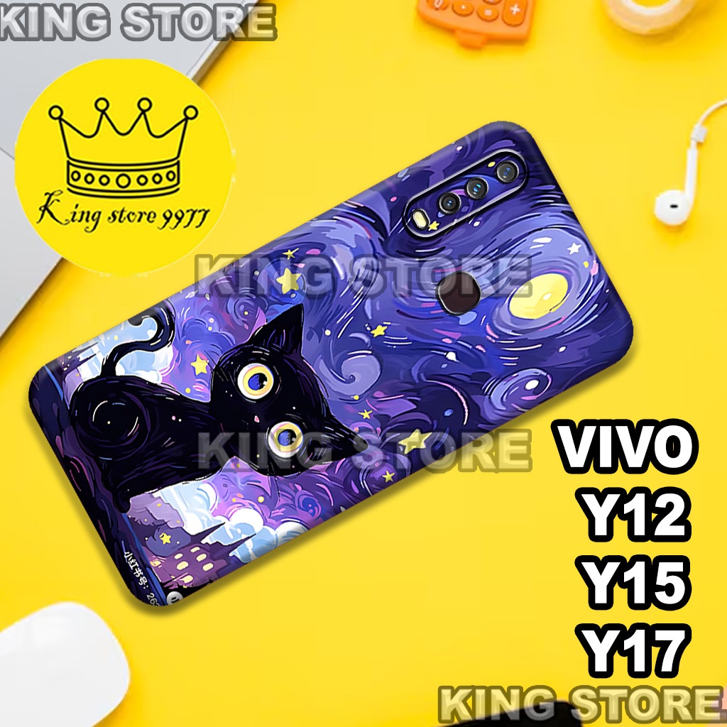 (KS27)  Softcase karet untuk VIVO Y12 - Y15 - Y17 Motif gambar karakter Kucing/casing VIVO Y12 - Y15
