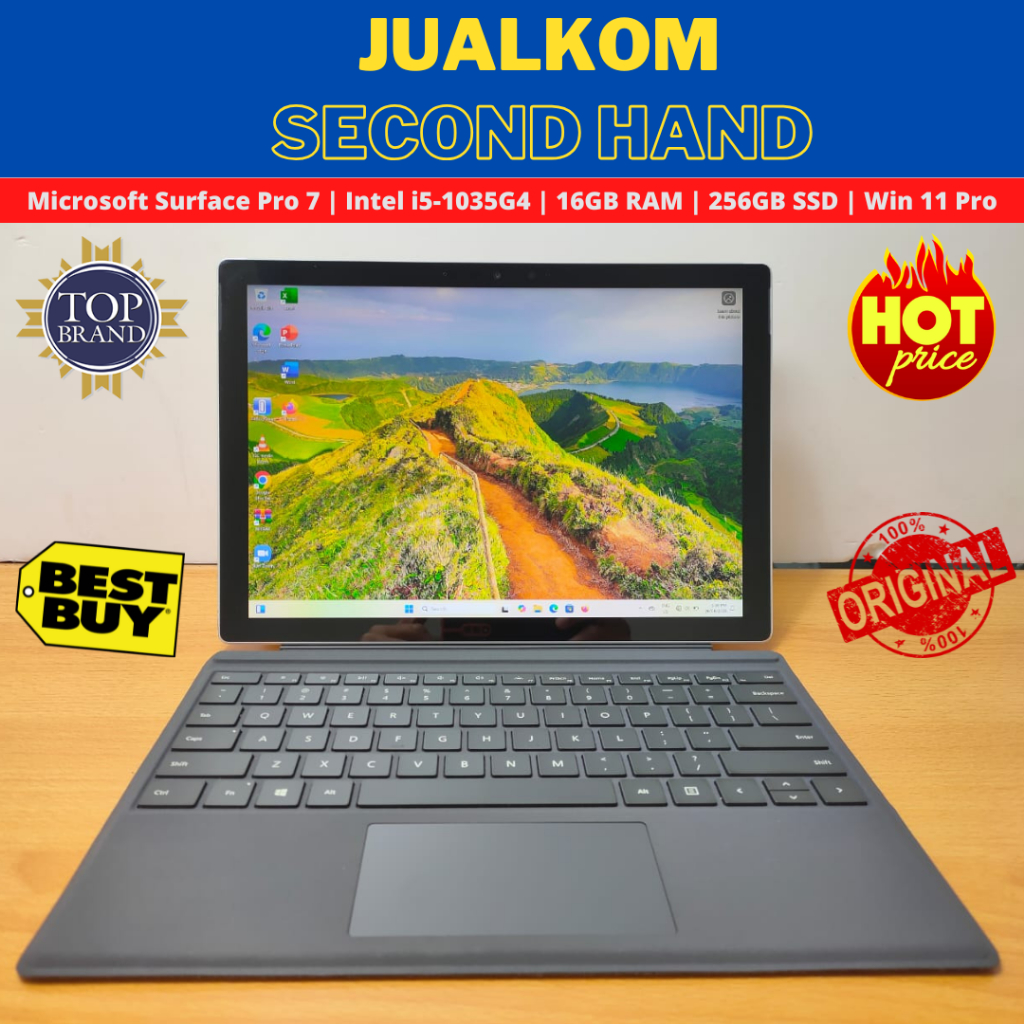 Microsoft Surface Pro 7 i7 16GB 512GB SSD 12.3" Touchscreen Windows 11 Laptop Second Murah