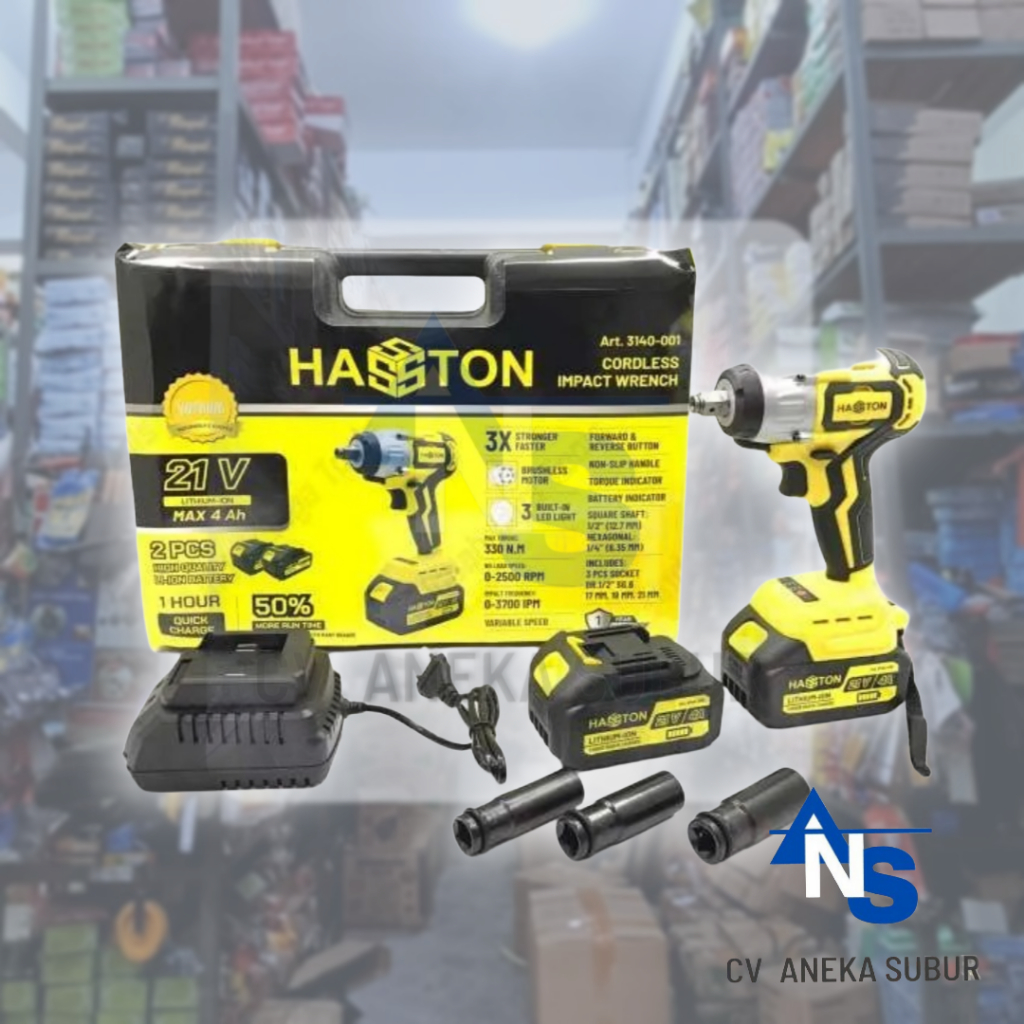 MESIN BOR CASH IMPACT WRENCH HASSTON 21 V 4AH 3140-001