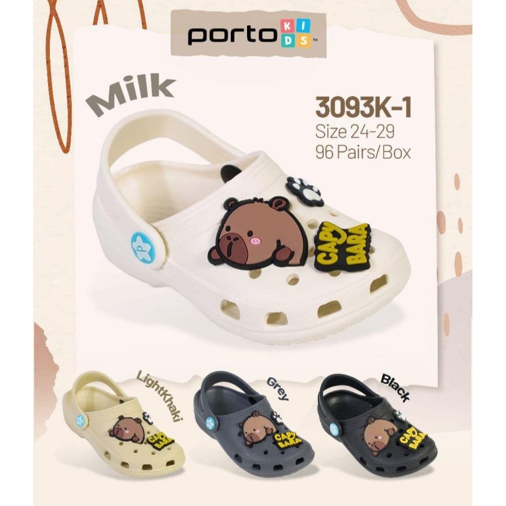 Sandal Baim Anak Laki-laki Model Terbaru Karakter Capy Bara Porto Kids 3093K-1 Size 24-29