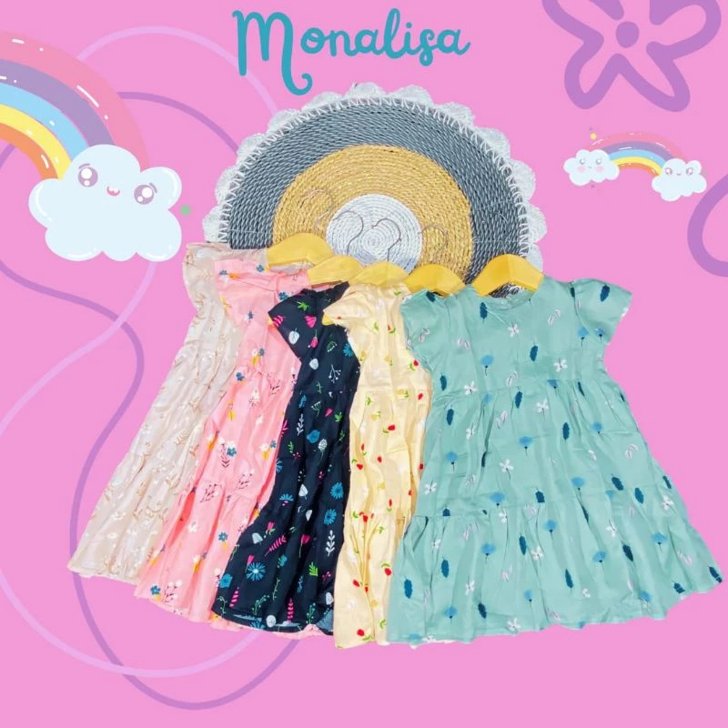 Dress Monalisa Usia 0-6 Tahun Dress Bayi Dress Anak Perempuan Cantik Dress Balita Anak Monalisa Dres