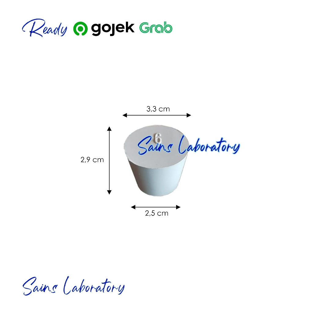Sumbat Karet Putih No 6 Erlenmeyer 250 ml Tutup Karet Tanpa Lubang Sumbat Gabus Solid Rubber Stopper