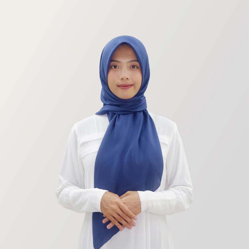 HYRA Kerudung Voal Hijab Segiempat Polos Kelim Warna Navy