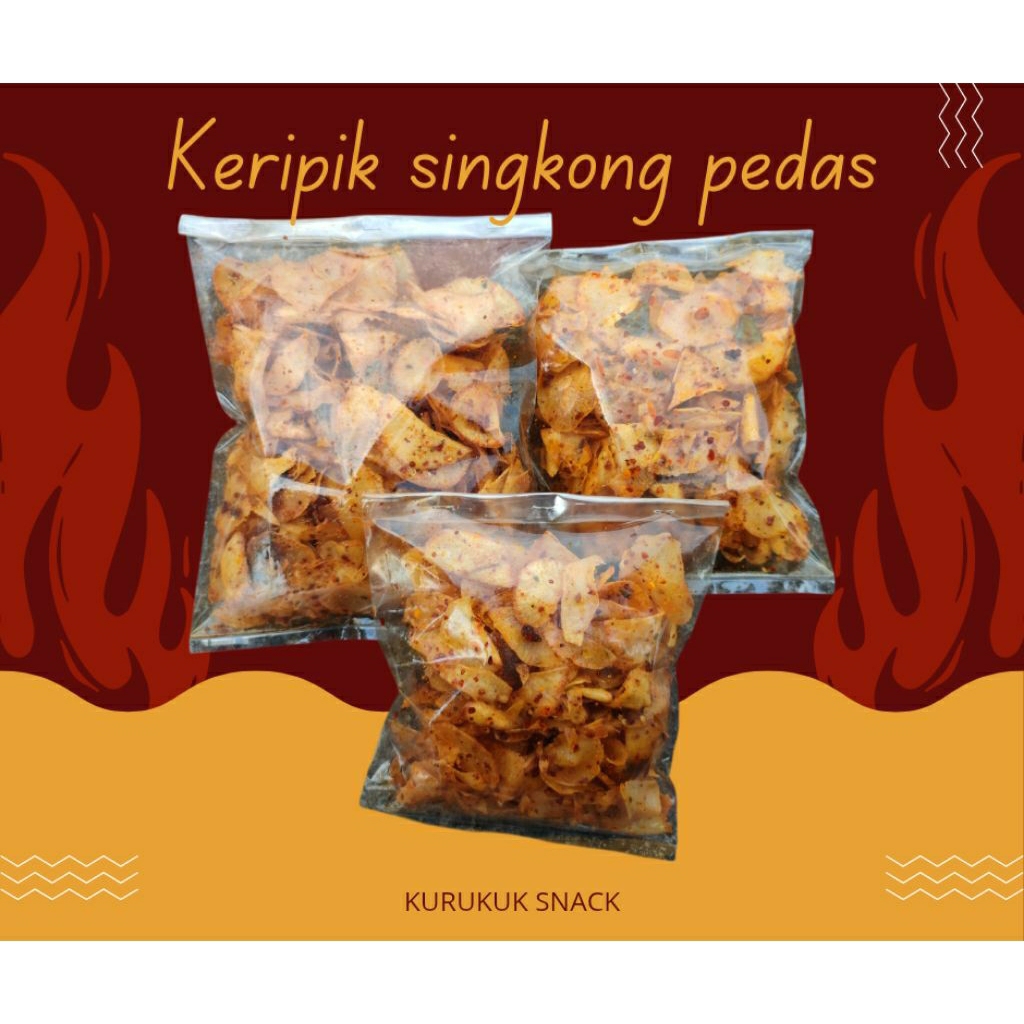 

Keripik Singkong Pedas Nampol Daun Jeruk Kurukuk Snack 1kg