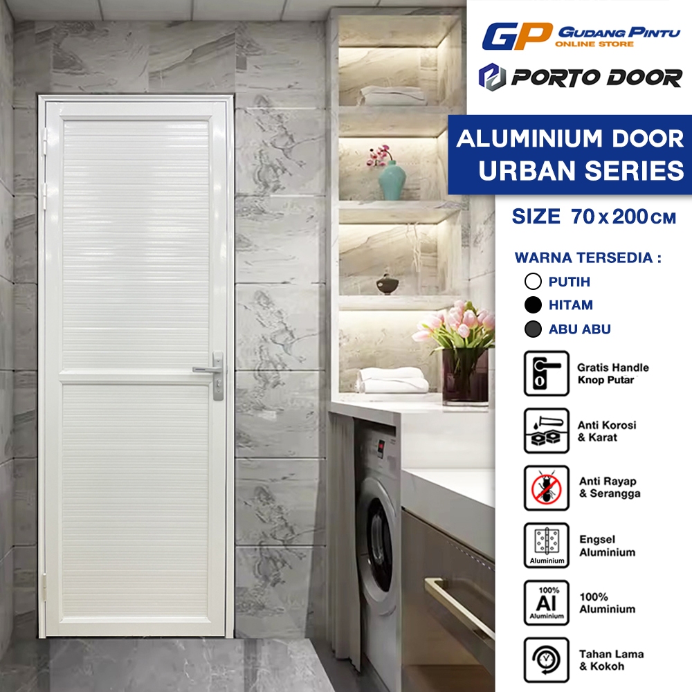 PORTO DOOR PINTU ALUMINIUM / ALUMUNIUM URBAN 70X200CM ACP / PINTU KAMAR MANDI / PINTU WC / PINTU TOI