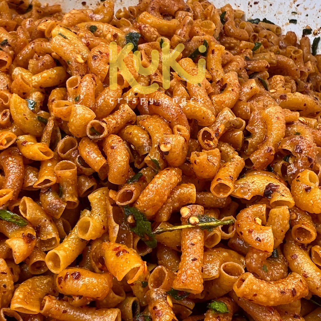 

makaroni Cikruh Daun Jeruk 500 gram gurih, Camilan gurih pedas, snack kering kriuk