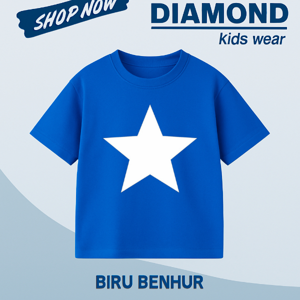 kaos anak bintang biru benhur biru PLN kaos anak cotton combed usia 2 sampai 12 tahun