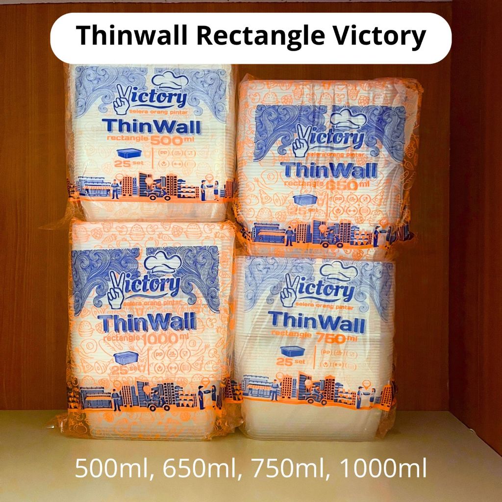 [Paket] Thinwall Rectangle Box 500ml 650ml 750ml 1000ml / Kotak Makan Plastik Thinwall Box Dessert