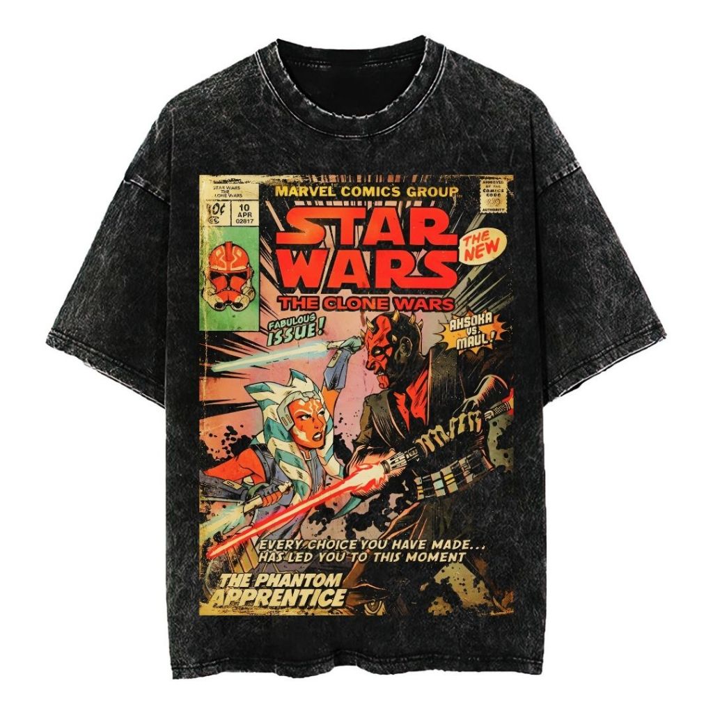 Psycho Crucify "Star Wars The Clone Wars" Oversized T-Shirt | Stone Wash | Kaos Star Wars | Kaos | K
