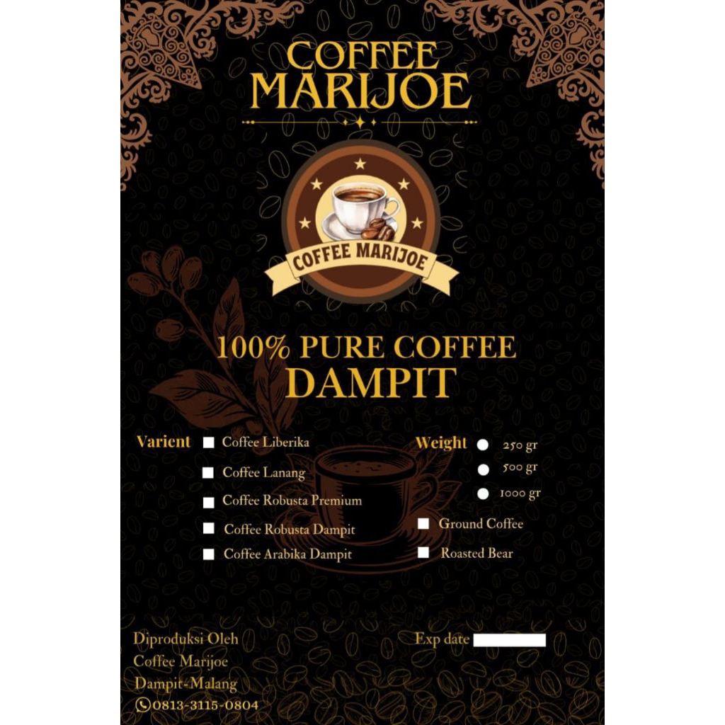 

kopi Liberika Dampit 100% murni 250gram