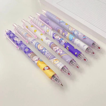 

GGShoop 3 pcs Pulpen Gel Motif Cartoon Pulpen Pelajar Dan Kantor Pena Lucu Purple Series Kawaii Gel Ink Pen