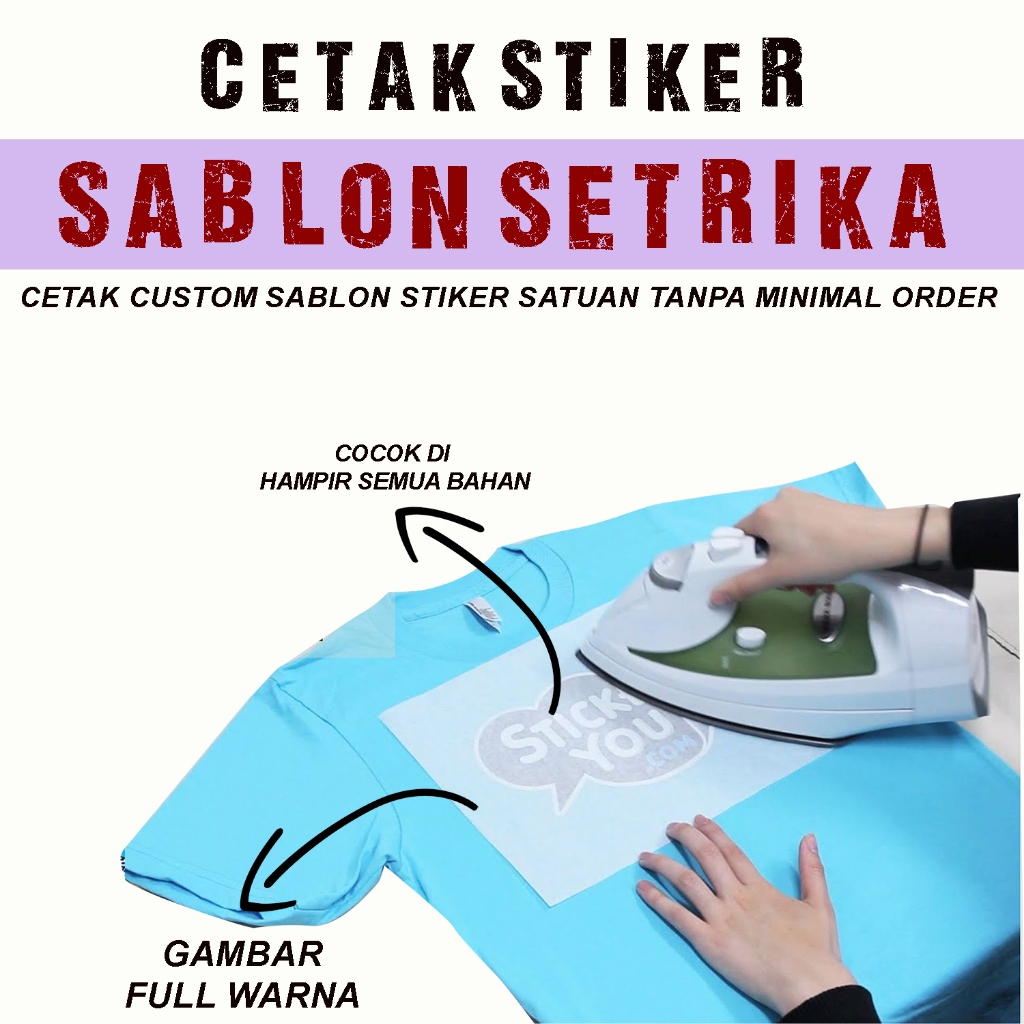 custom sablon stiker setrika satuan / sablon setrika kaos baju