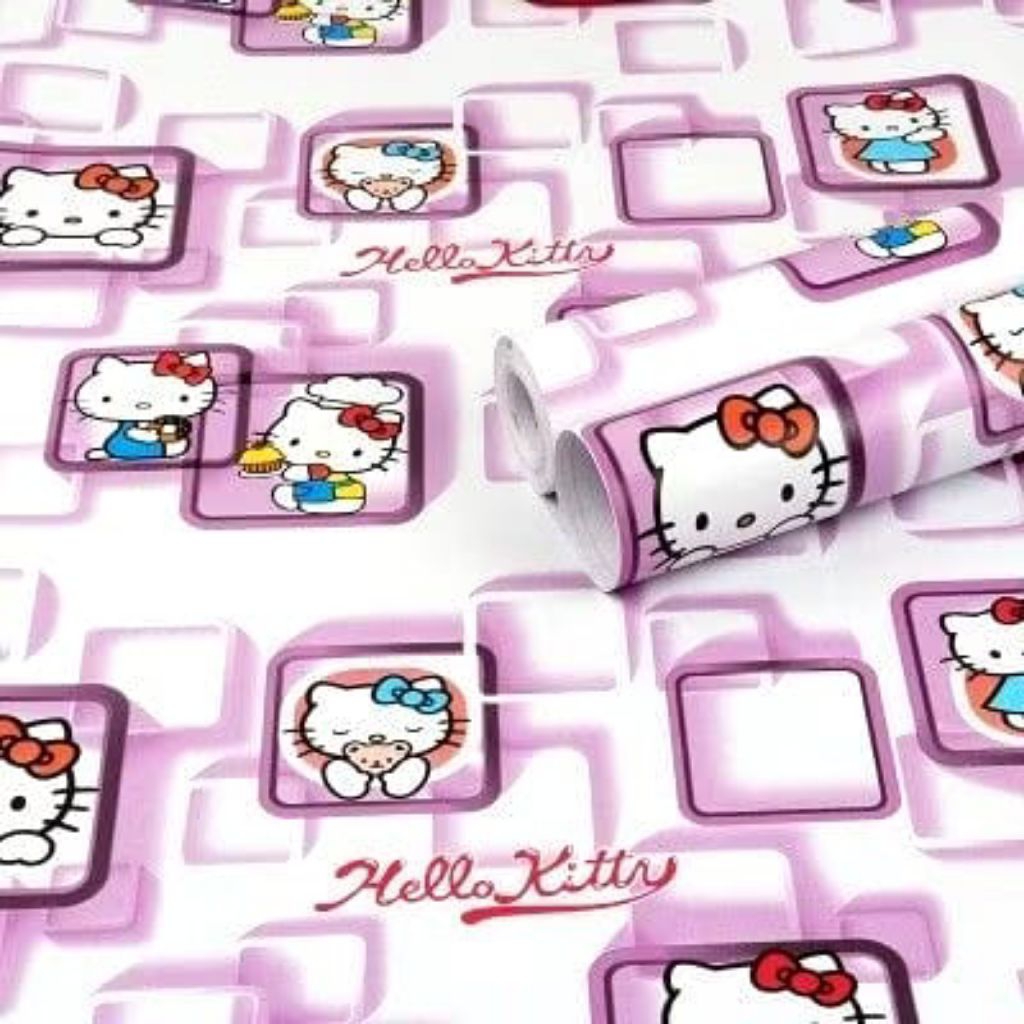 Wallpaper Dinding Motif Hellokitty Kotak Pink Wallpaper Stikcker Hellokitty Wallpaper Dinding Kamar 