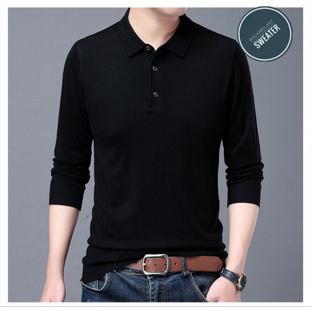 Jaket Polo Pria/Sweater Polo Rajut/Sweater Pria