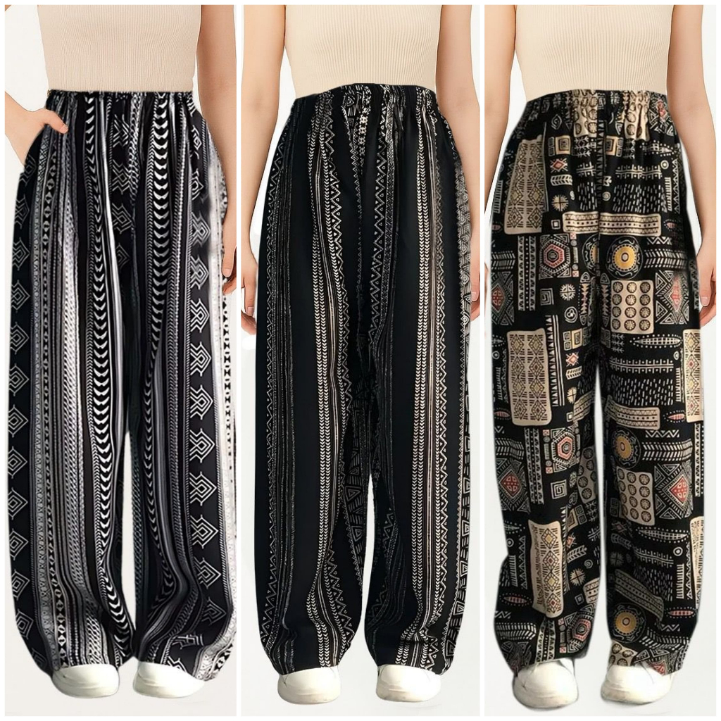 Celana Hommy Motif Terbaru Remaja Kekinian Bahan Rayon Viscose Size M L XL XXL Kulot Wanita Panjang Motif Mewah Elegan Termurah Cod