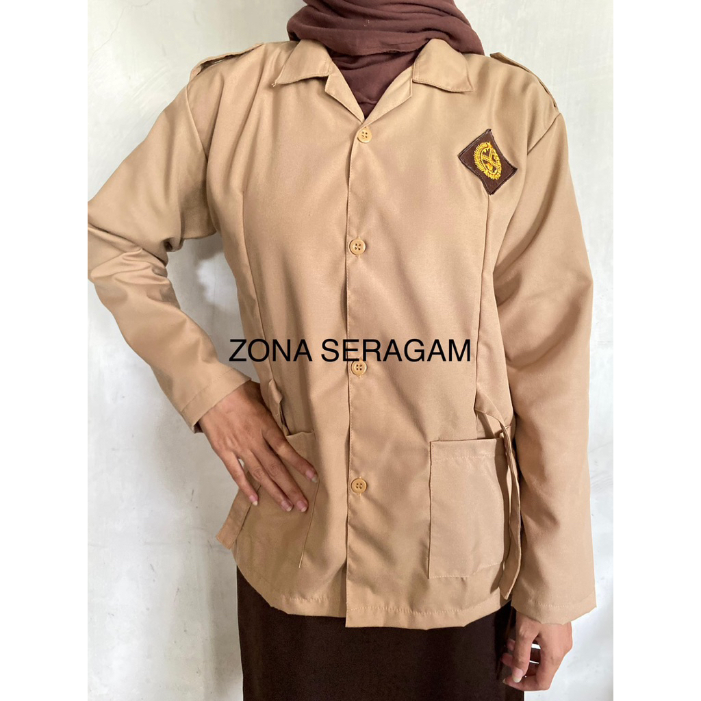 BAJU PRAMUKA WANITA LENGAN PANJANG SMA SMP SMK MA MTS BAJU SEKOLAH PRAMUKA BAJU COKLAT