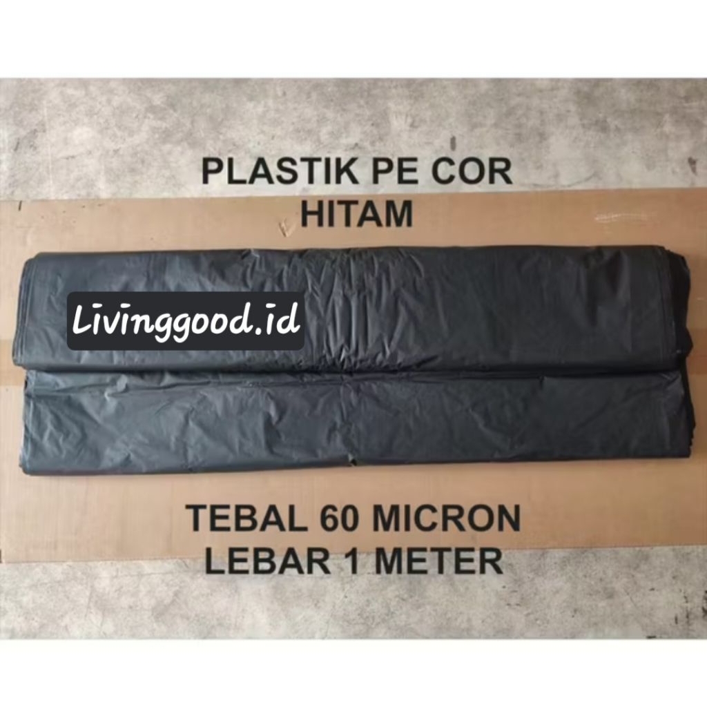 Plastik Hitam cor Meteran Tebal untuk cor semen ; alas kolam ; plastik penutup barang
