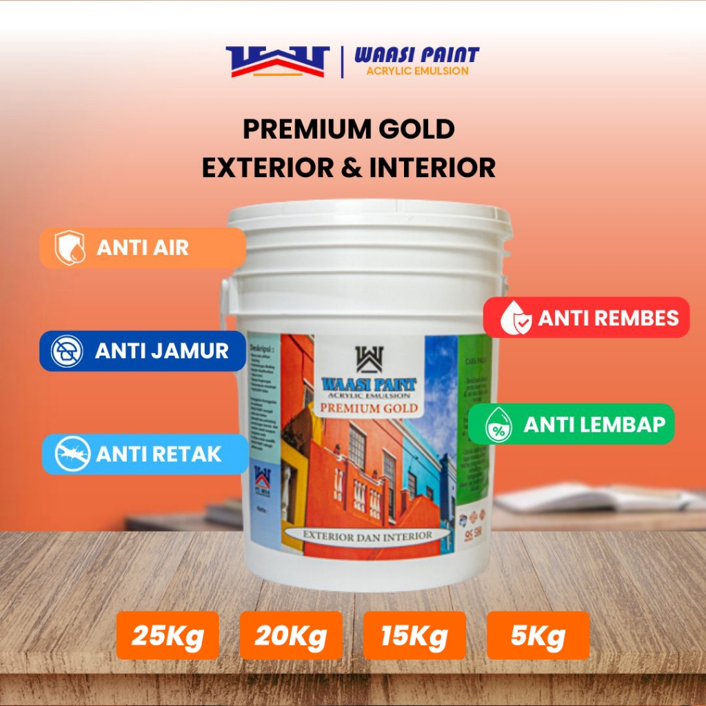 WAASI PAINT - Cat Eksterior Tembok Rumah Dinding Luar Outdoor Tahan Air dan Cuaca Hujan Panas