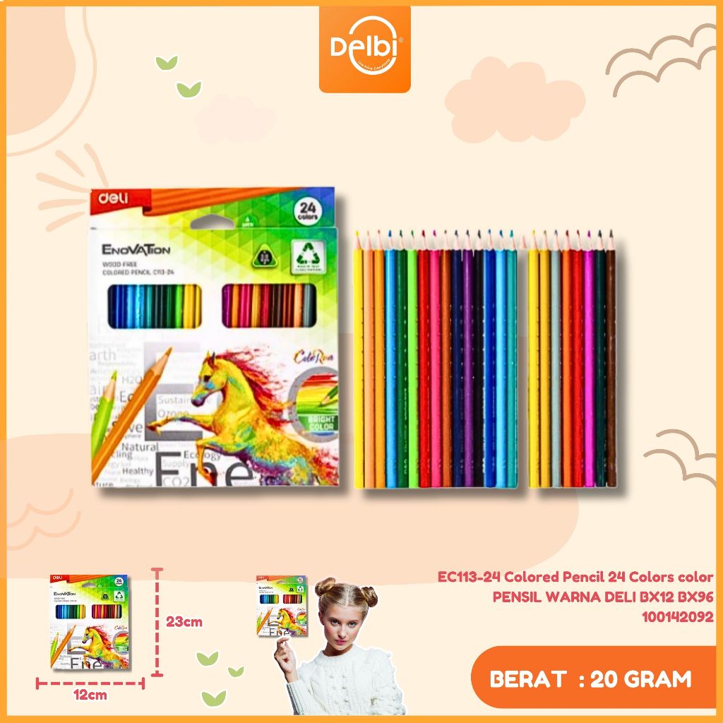 

EC113-24 Colored Pencil 24 Colors color PENSIL WARNA DELI 24 Colors color PENSIL