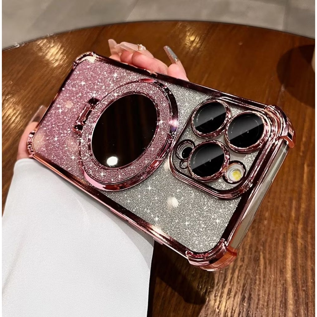 Softcase Gradasi Gliter Stand Holder Magsafe Cermin VIVO  Y05 V70 Y28 Y30 Y50 Y31DPRO Y35 Y91 Y95 Y9