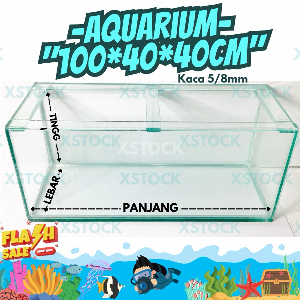 AQUARIUM 100 x 40 x 40cm 1 METER AKUARIUM KACA BARU IKAN HIAS AQUASCAPE PALUDARIUM VIVARIUM TERRARIU