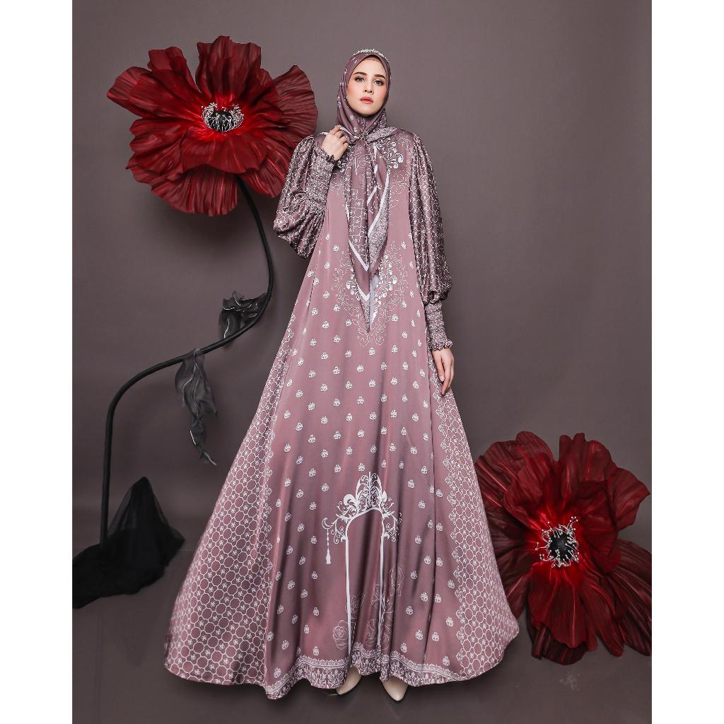 QIRANI series (gamis & scarf ) by VCHE silk premium digital printing lembut adem ringan Muslim Wanit
