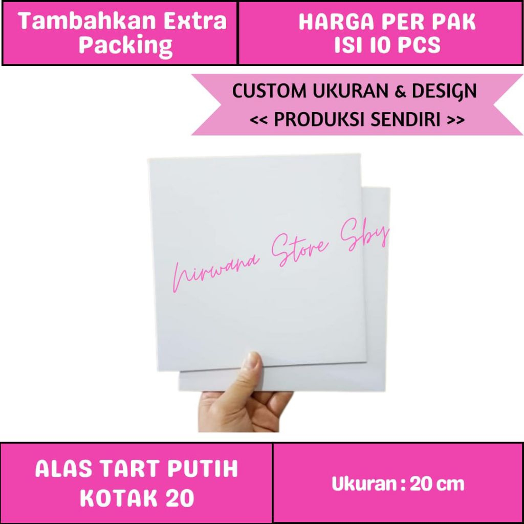 (10 PCS) Tatakan Alas Kue / Cake Base 20 cm / Cake Board Putih White