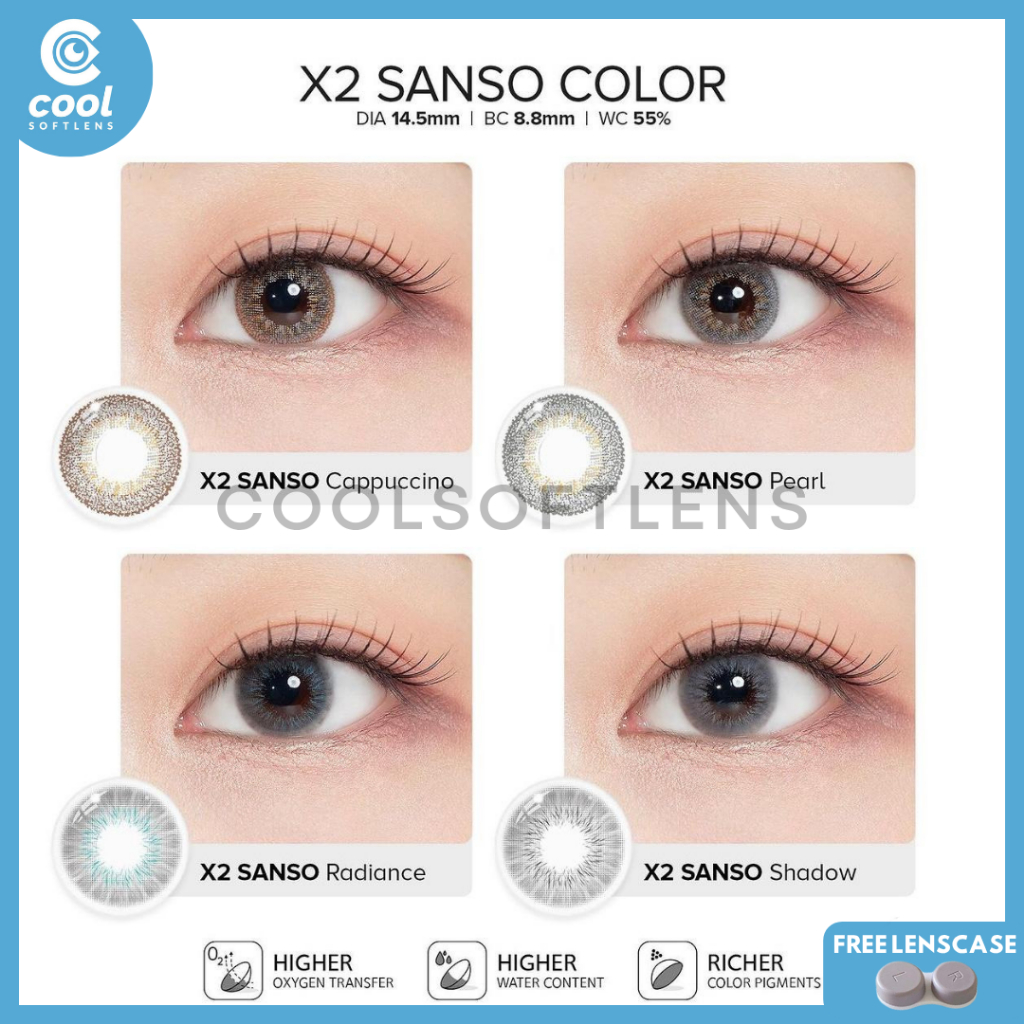 Softlens X2 SANSO (COLOR 1) 14,5 MM Normal & Minus (-0,50 S/D -10,00) By X2 / Soflen X2 Sanso Color 