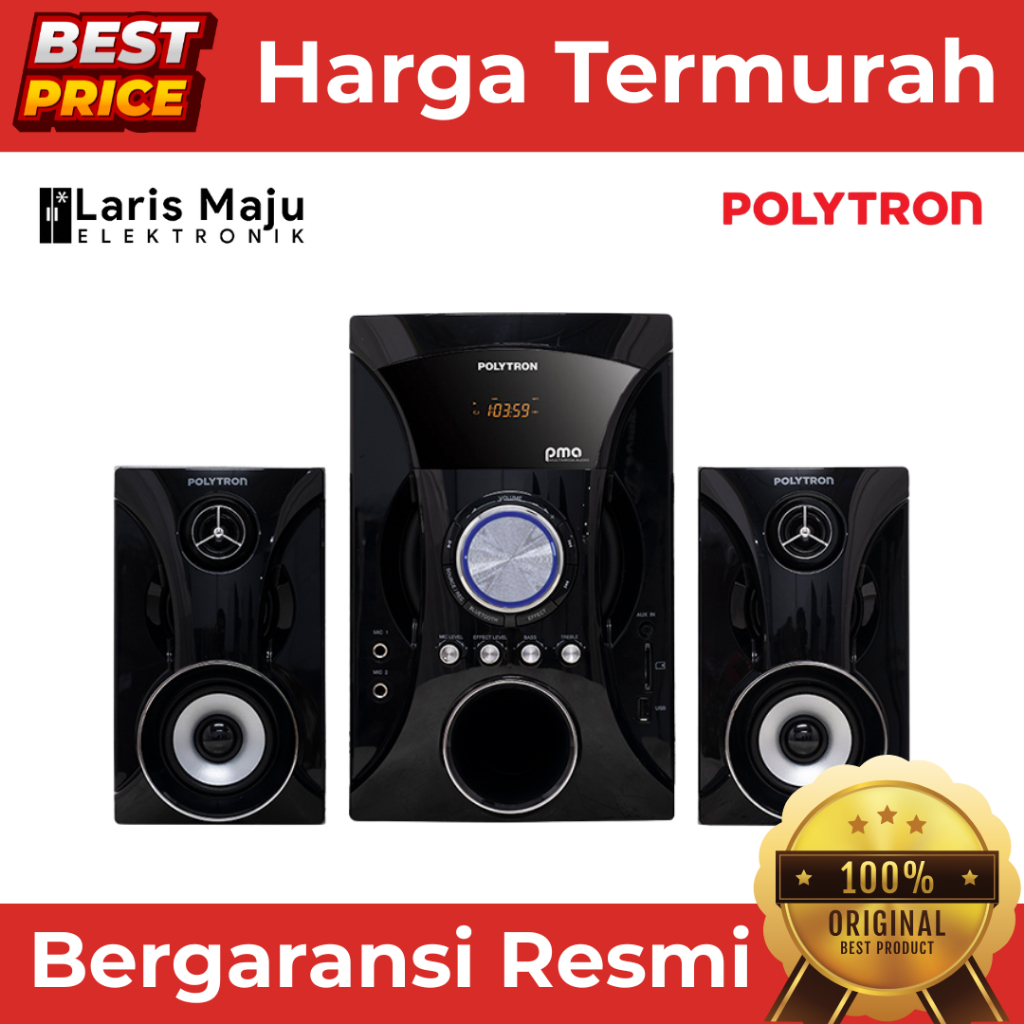 Speaker Aktif POLYTRON PMA-9525 Extra Bass Bluetooth Remote Control Original Termurah