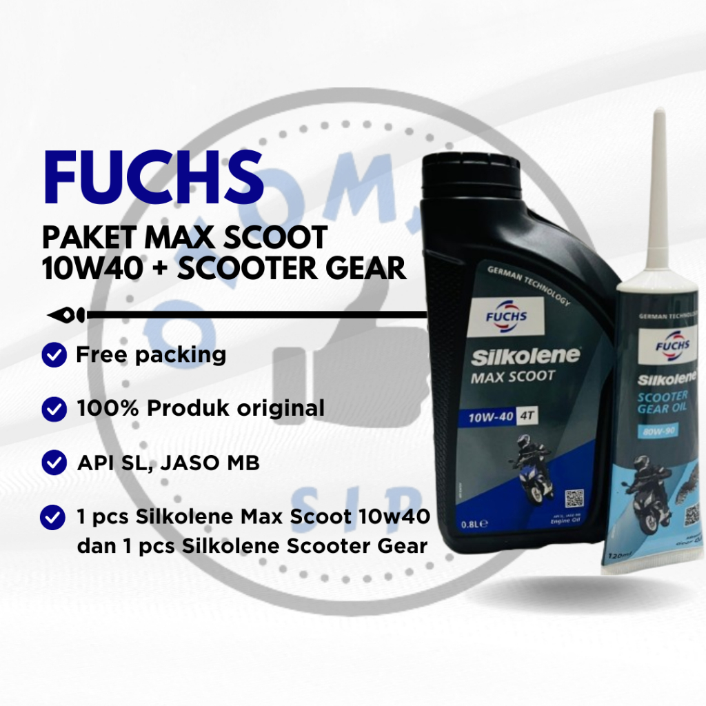 Paket Oli Matic Fuchs Silkolene Max Scoot 10W40 dan Oli Gardan Fuchs Scooter Gear