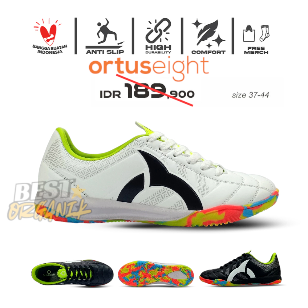 Sepatu Futsal Ortus Jogosala Rampage BINB Sol Karet Grip Max anti slip - Spatu Futsal Anak Dewasa or