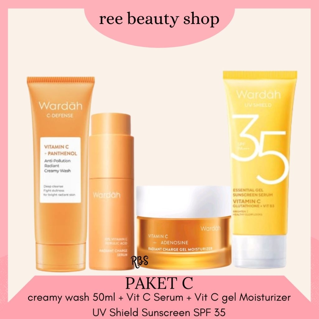 WARDAH 1 Paket Skincare Vitamin C Radiant Charge | Wardah Skincare 1 Paket Lengkap Mencerahkan