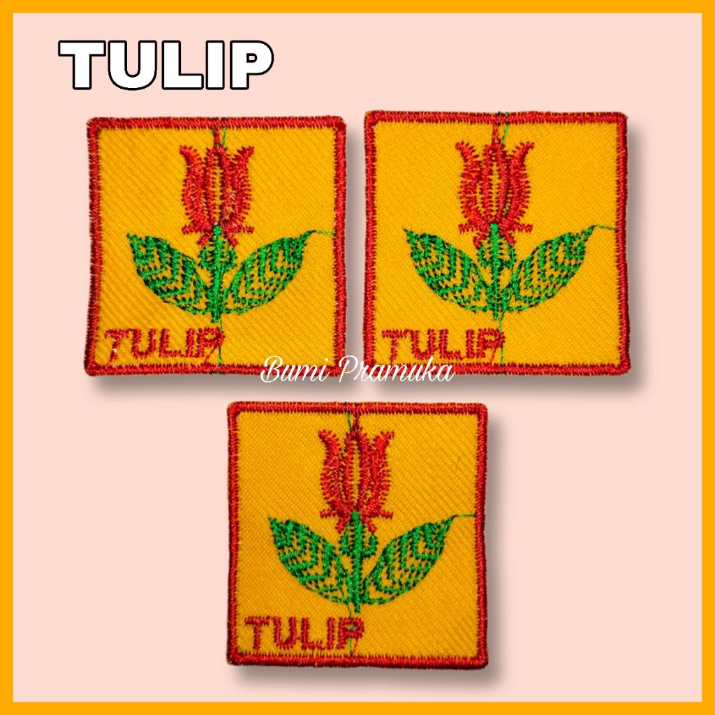 Tanda regu pramuka putri bordir bunga tulip Bet bordir tanda regu tulip