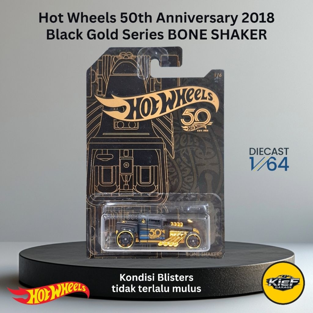 Hot Wheels 50th Anniversary 2018 Black Gold Series BONE SHAKER