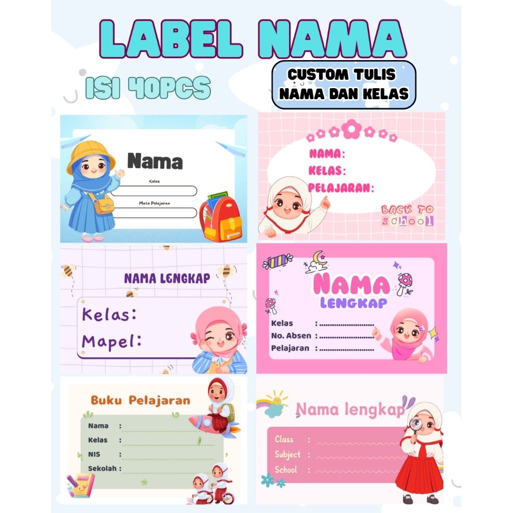 

Label nama pelajaran custom untuk buku tulis sekolah
