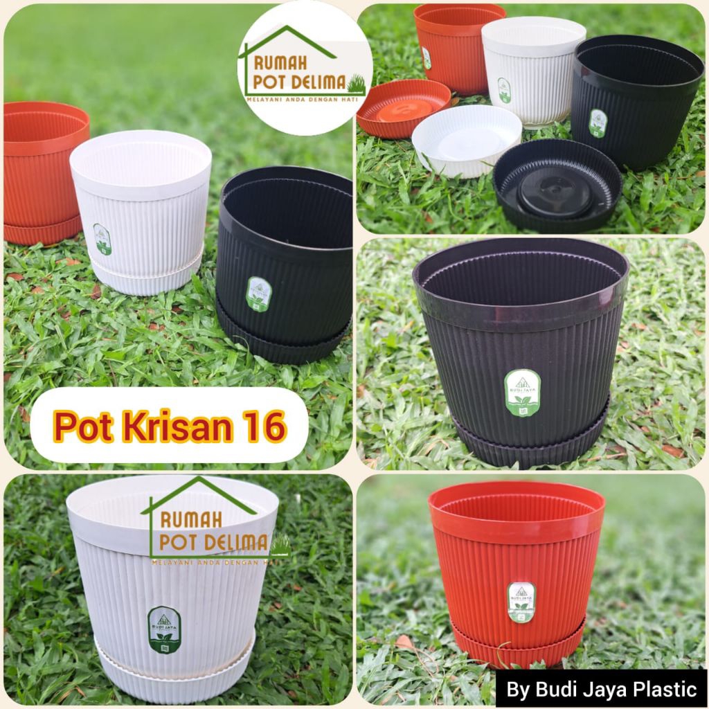 Pot Krisan 16 Budi Jaya Plastik + tatakan