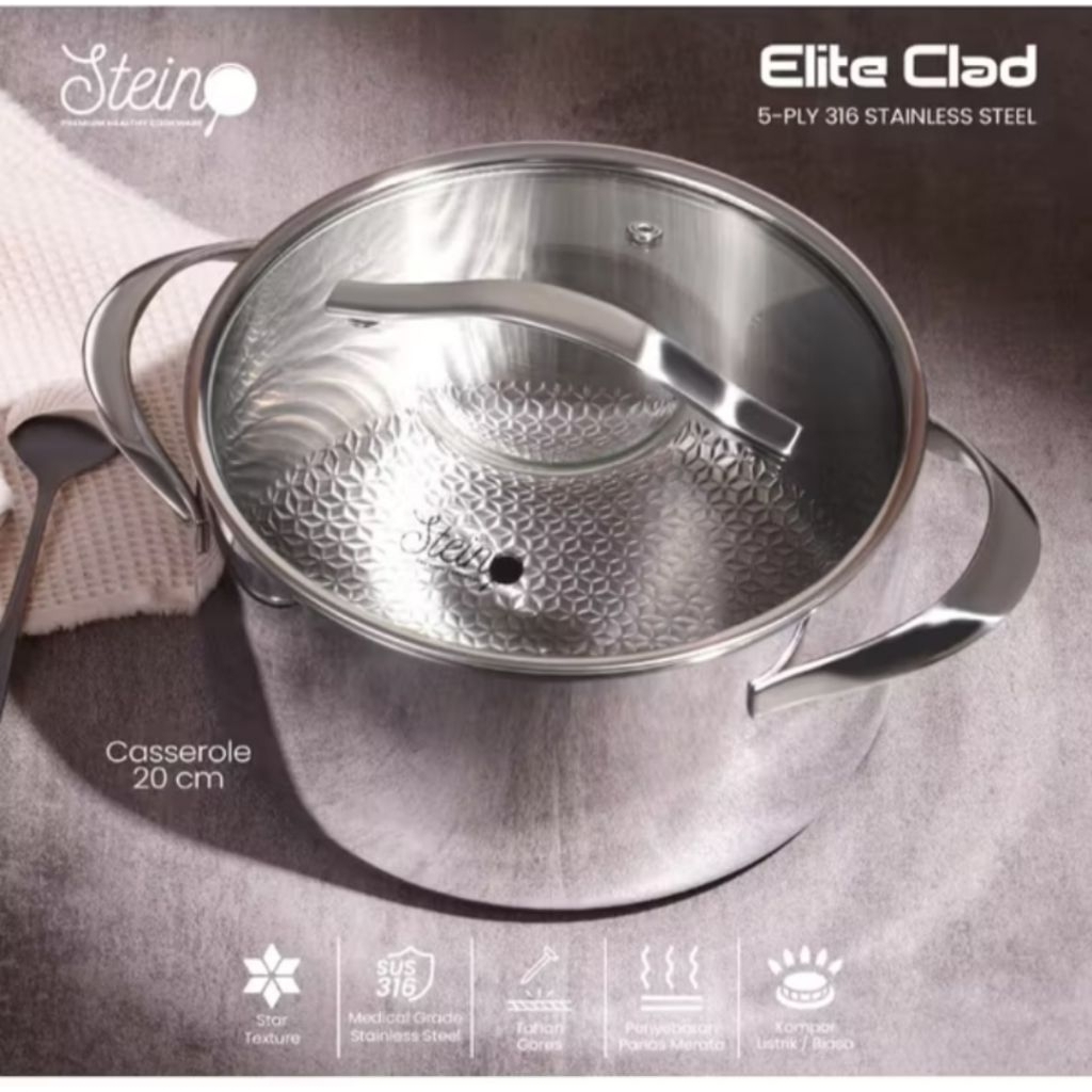 Stein Elite Clad Casserole 20cm Panci Stainless Steel