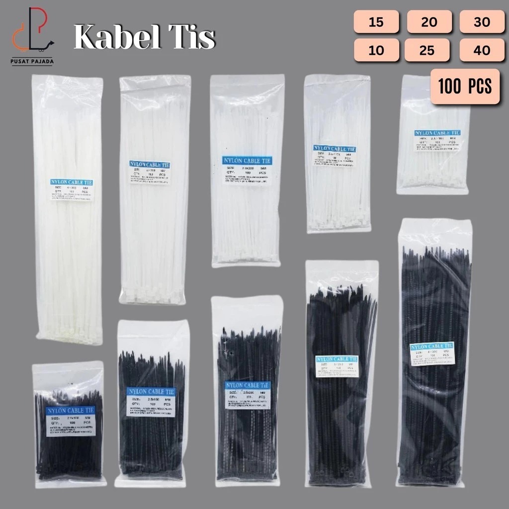 

MURAH PROMO Cable Ties Kabel Ties Kabel Tis 10cm 15cm 20cm 25cm 30cm Hitam Putih Isi 100 pcs Klip Pengikat Perapih Bungkus Makanan Nylon Multifungsi Serbaguna High Quality