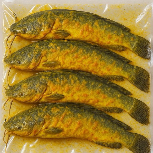 

Ikan lele konsumsi segar bumbu kuning | sudah dibersihkan dan dibumbui siap masak