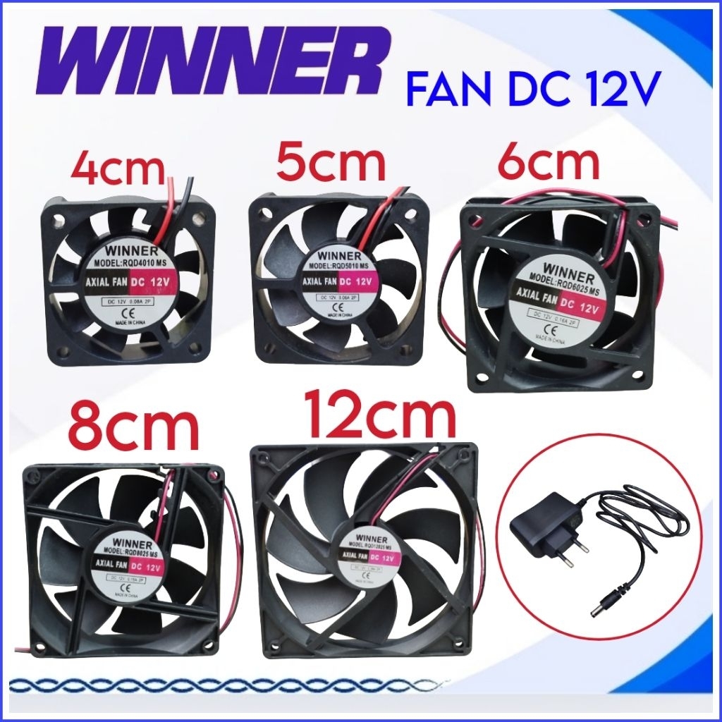 FAN DC - Cooling Fan - Winner Fan DC 12V + ADAPTOR 4CM 5CM 6CM 8CM 9CM 12CM