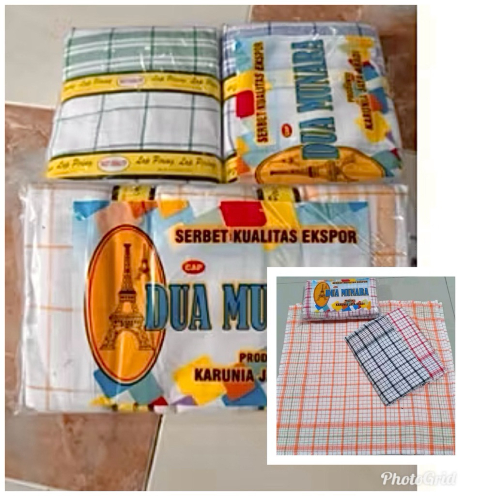 Serbet Dapur Jumbo Merek DUA MUNARA / Serbet Dapur Motip  12HELAI (LUSINAN)