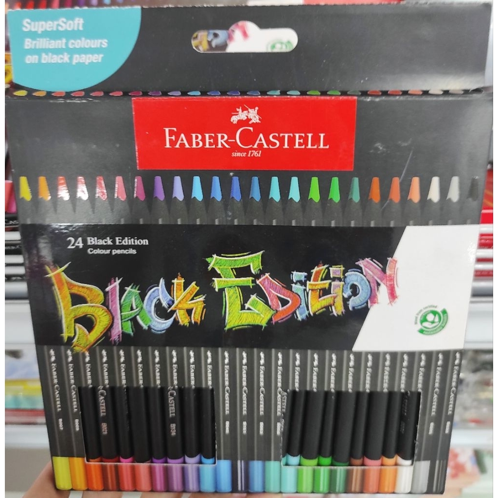 

Faber Castell 24 colour pencils black edition pensil warna panjang fzz