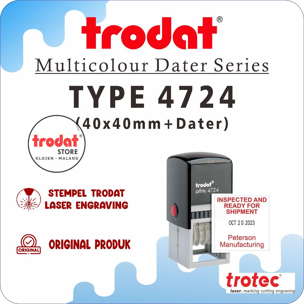 

Stempel Trodat 4724 (40x40 mm) stempel text + tanggal bulan tahun