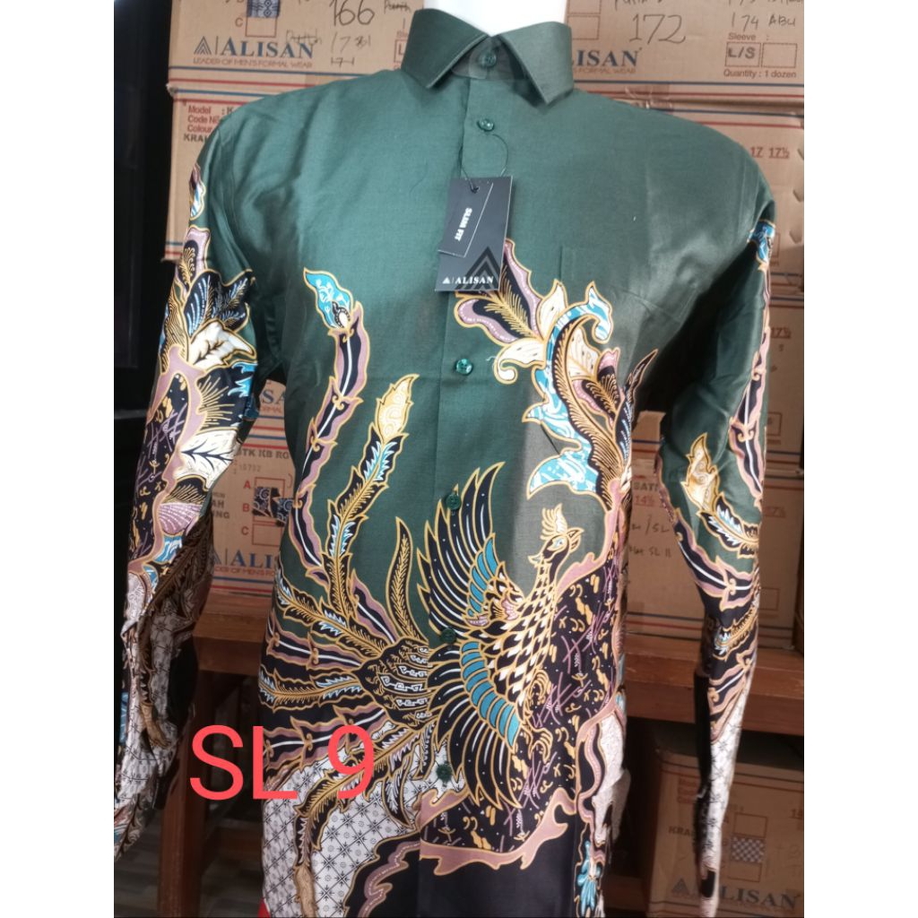Alisan batik lengan panjang slimfit, kemeja batik alisan lengan panjang