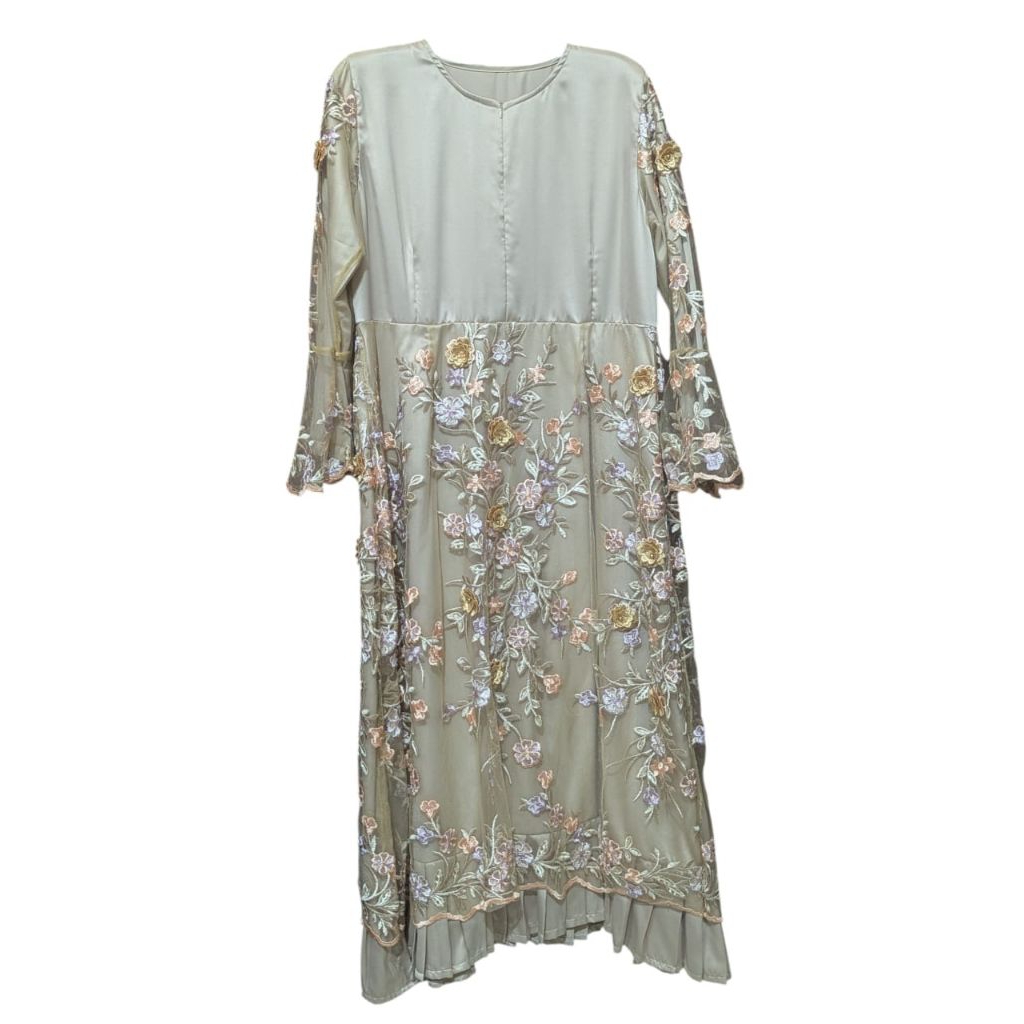 GAMIS DRESS KONDANGAN MEWAH BUNGA GOLD MEWAH