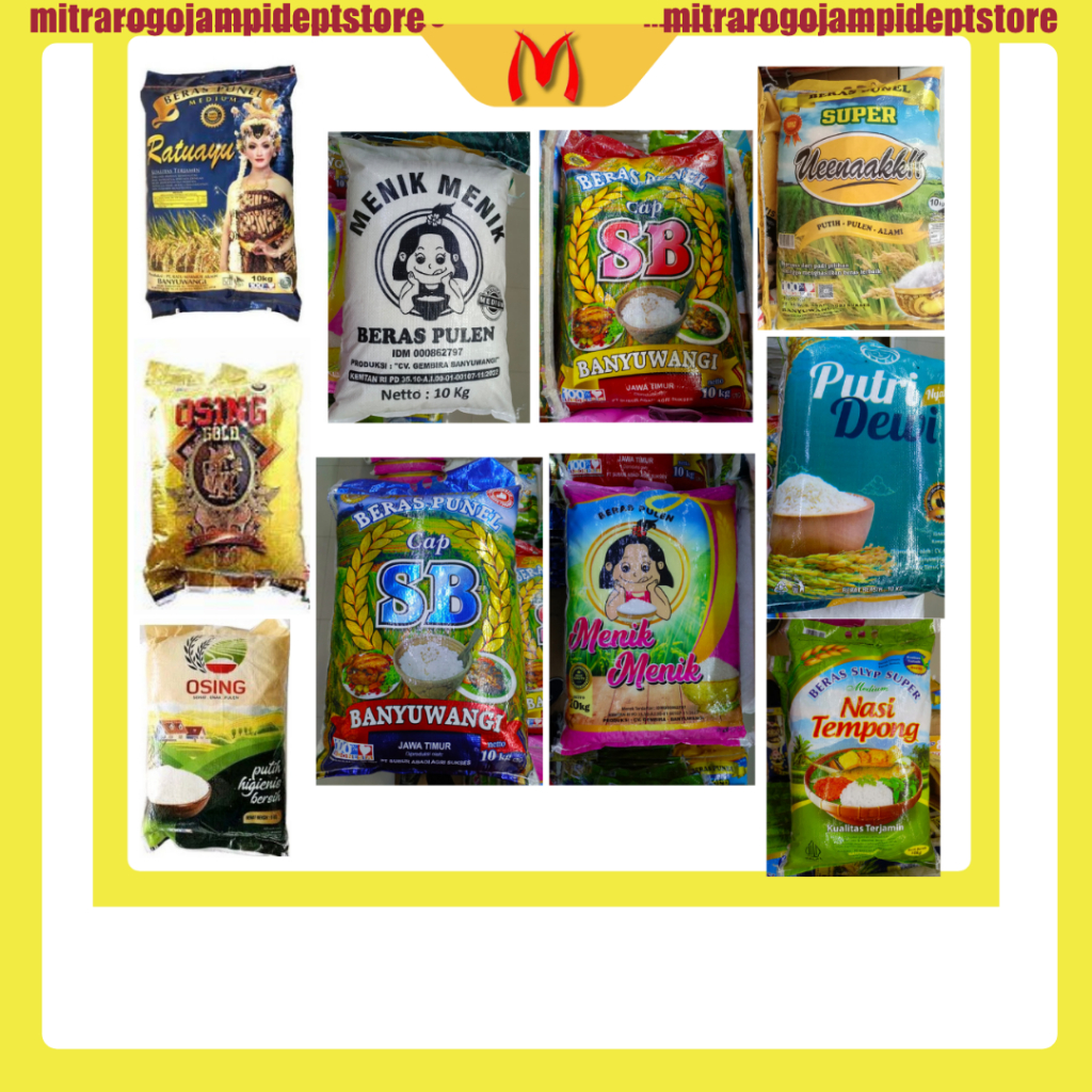 

Aneka Beras 10kg Kualitas Premium | Nasi Tempong | Uenak | SB | Menik | Ratu Ayu | Osing