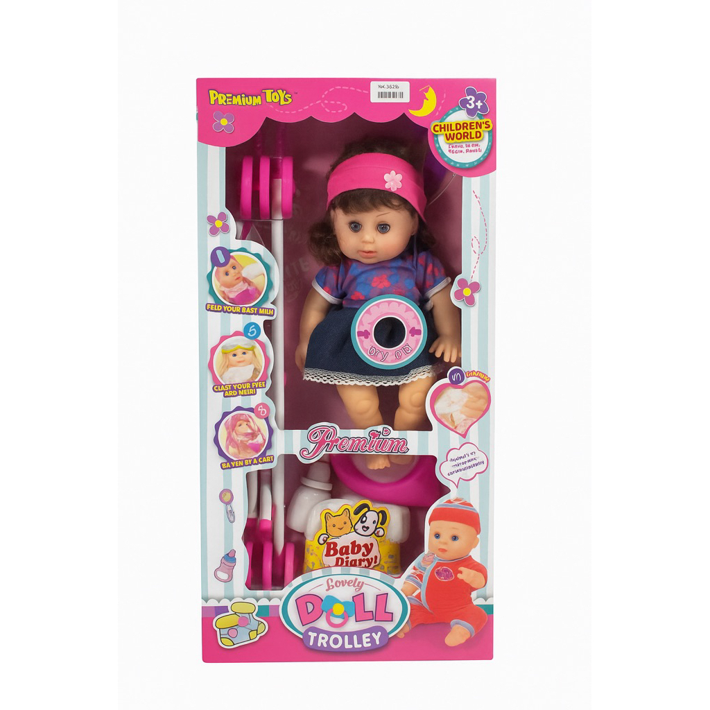 Mainan anak Lovely doll trolley / boneka stoler
