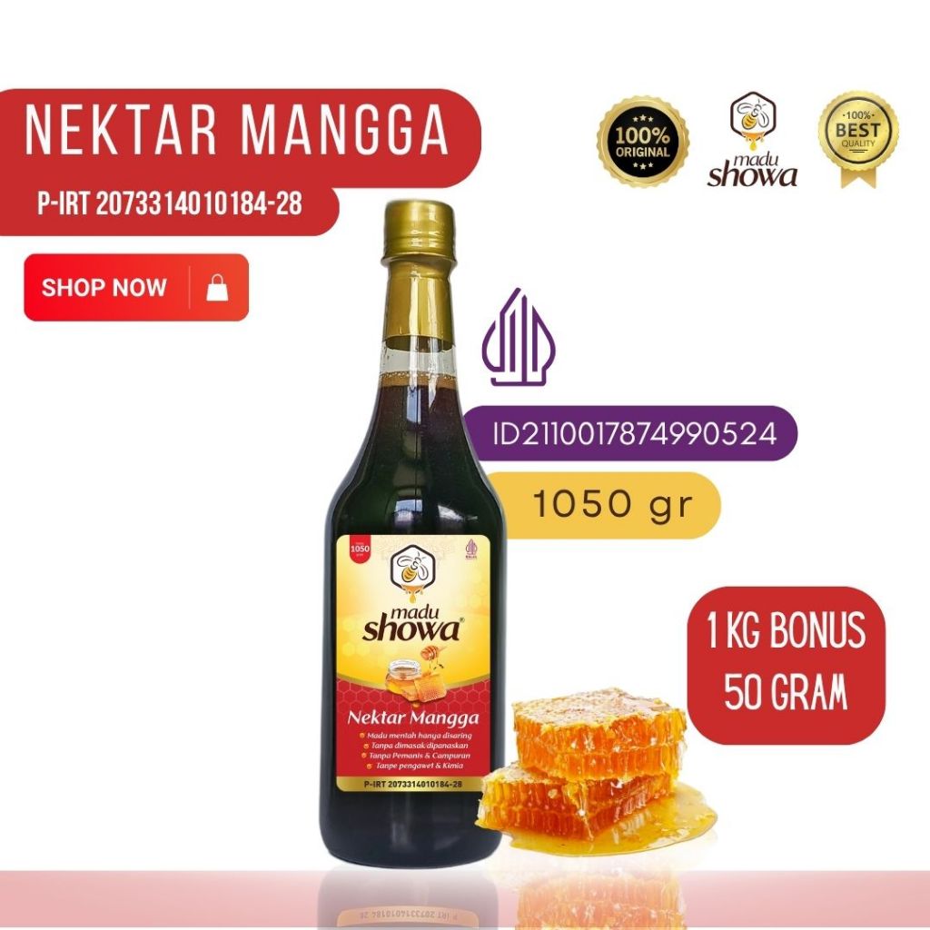 

Madu Showa - Madu Murni Nektar Mangga 1 Kg Bonus 50Gram - Asli 100 % Dinkes dan Halal