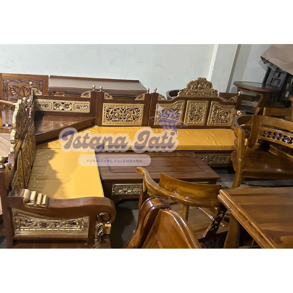 Kursi tamu L jati / kursi sudut jati