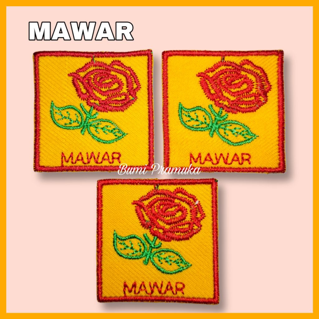 Tanda regu pramuka putri bordir bunga mawar Bet bordir tanda regu mawar